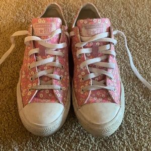 Pink flowered converse